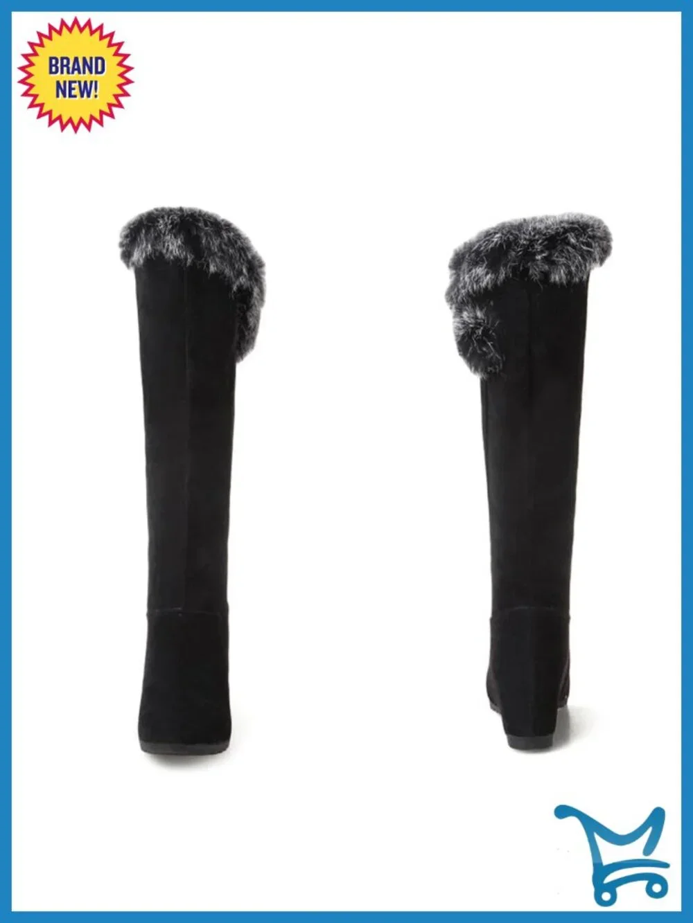 Thigh High Snow Boots Waterproof Slip-on Hidden Wedge Suede PU Leather